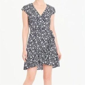 Floral Black and White Wrap Dress